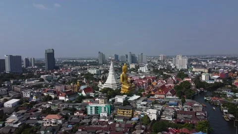 Aerial panoramic drone shot of Phasi Charoen temple in Bangkok, Thailand 4K Stock Footage 232572444