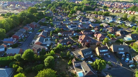 Aerial panoramic drone view of Boorley Green Suburb Paris Town in Hampshire at Stock Footage 342828452
