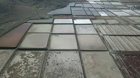Aerial panoramic footage camera flight over the industrial field of Lanzerote Stock Footage 84910971