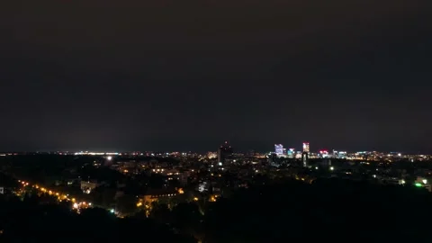 Aerial Panoramic Hyper-lapse of Bucharest City Centre During Thunderstorm 動画素材 205231468