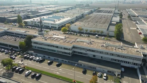 Aerial panoramic rotation over a logistics and wholesale center near Bologna Stock Footage 335515156