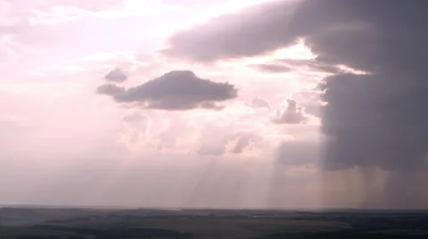 Aerial panoramic shot sun rays through raining clouds UHD 4K Vidéo 46234127
