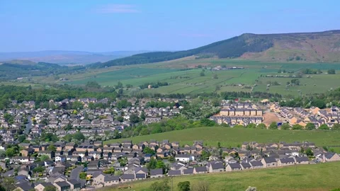 Aerial panoramic of Skipton housing developments. Stock Footage 321461881