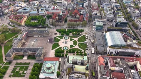 Aerial panoramic view above the capital city Stuttgart Stock Footage 344692198