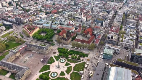 Aerial panoramic view above the capital city Stuttgart Vidéo 344692255