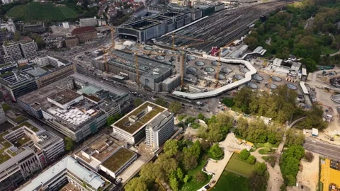 Aerial panoramic view above the capital city Stuttgart Видео 344692702