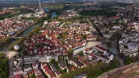 Aerial panoramic view above the capital city Stuttgart Vídeos de archivo 344692941