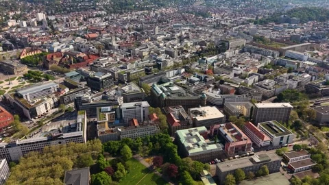 Aerial panoramic view above the capital city Stuttgart Vídeos de archivo 344693657