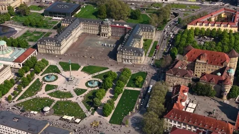 Aerial panoramic view above the capital city Stuttgart Stock Footage 344693875