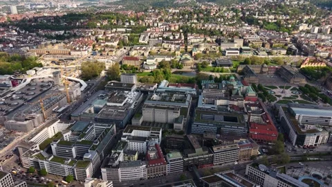Aerial panoramic view above the capital city Stuttgart Stock Footage 344693971