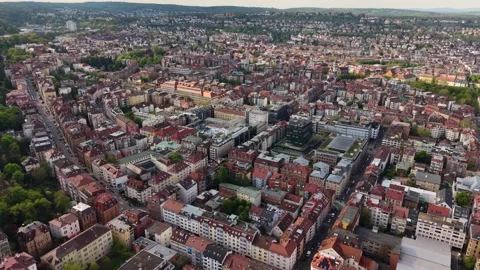 Aerial panoramic view above the capital city Stuttgart Vidéo 344694026