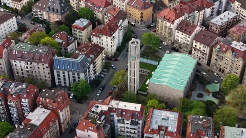 Aerial panoramic view above the capital city Stuttgart Stock Footage 344694165
