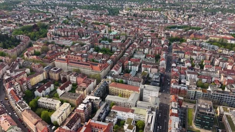 Aerial panoramic view above the capital city Stuttgart Stock Footage 344694246