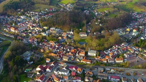 Aerial panoramic view above the city Birkenau 库存影片 340849219