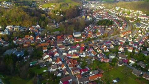 Aerial panoramic view above the city Birkenau Vidéo 340854574