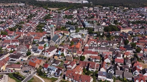 Aerial panoramic view above the city Hockenheim Vidéo 344697003