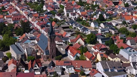 Aerial panoramic view above the city Reilingen Vidéo 344697708