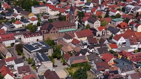 Aerial panoramic view above the city Schifferstadt Vídeo Stock 344714950