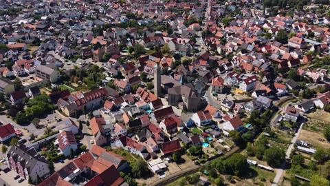 Aerial panoramic view above the city St Leon,Sankt Leon-Rot Видео 344715467