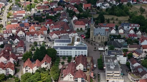 Aerial panoramic view above the city Bad Rappenau Vidéo 344819038