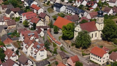 Aerial panoramic view above the city Erlenbach 스톡 동영상 344819463