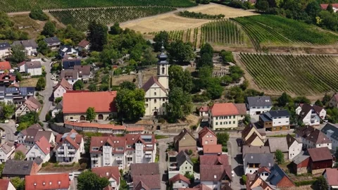 Aerial panoramic view above the city Erlenbach Vidéo 344820301