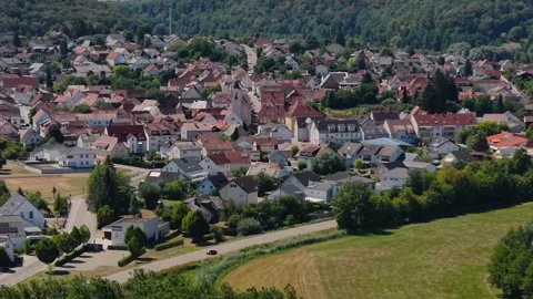 Aerial panoramic view above the city Eschelbronn Видео 344820342