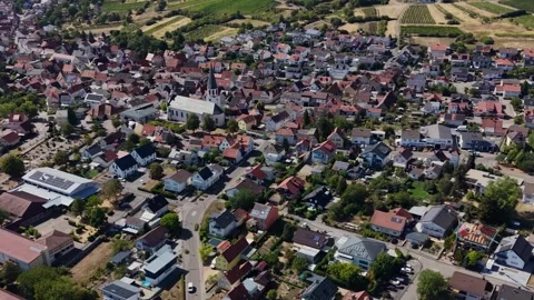 Aerial panoramic view above the city Malsch Vídeos de archivo 344820603