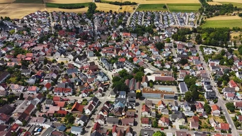 Aerial panoramic view above the city Obereisesheim Stockbeeldmateriaal 344822174