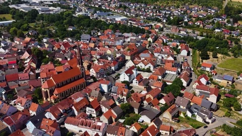 Aerial panoramic view above the city Waibstadt Vídeos de archivo 344823847