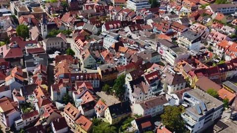 Aerial panoramic view above the city Wiesloch 動画素材 344824110