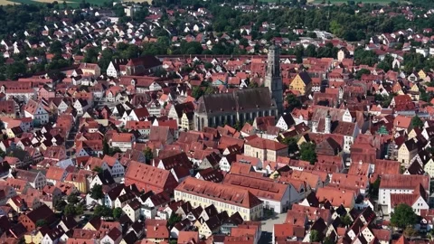 Aerial panoramic view above the city Nördlingen Vídeo Stock 344901085