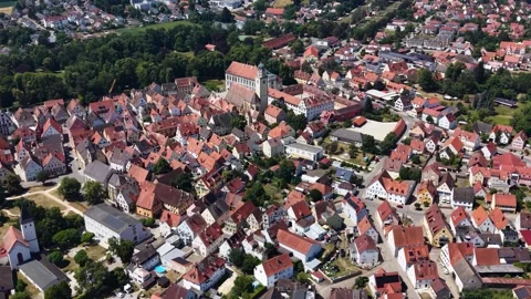 Aerial panoramic view above the city Oettingen 動画素材 344902207