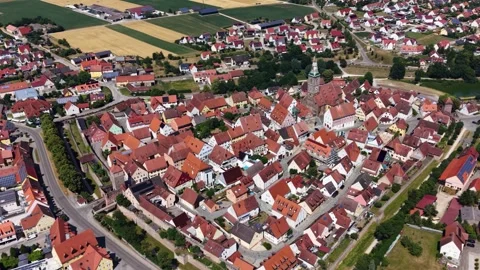 Aerial panoramic view above the city Wolfram-Eschenbach 스톡 동영상 344904573