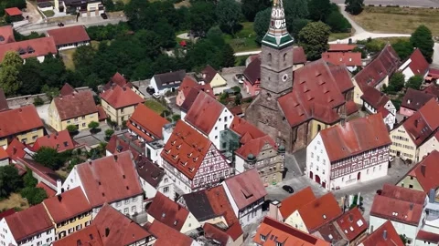 Aerial panoramic view above the city Wolfram-Eschenbach Видео 344904751