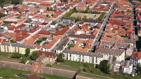 Aerial panoramic view above the city Neuf-Brisach Vídeos de archivo 344911540
