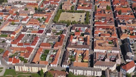 Aerial panoramic view above the city Neuf-Brisach Видео 344911646