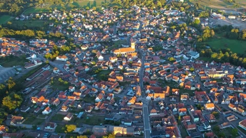 Aerial panoramic view above the city Soufflenheim Vídeo Stock 344947409