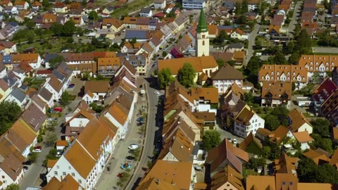 Aerial panoramic view above the city Hüfingen, Germany Stockbeeldmateriaal 345002953