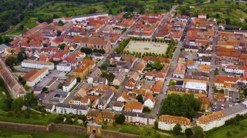 Aerial panoramic view above the city Breisach am Kaiserstuhl Vídeos de archivo 345008285