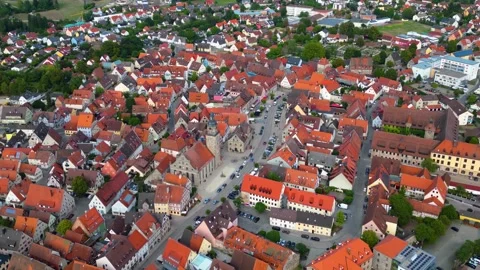 Aerial panoramic view above the city Altdorf, Bavaria Stock Footage 346201769