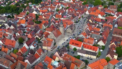 Aerial panoramic view above the city Altdorf, Bavaria Stock Footage 346201827