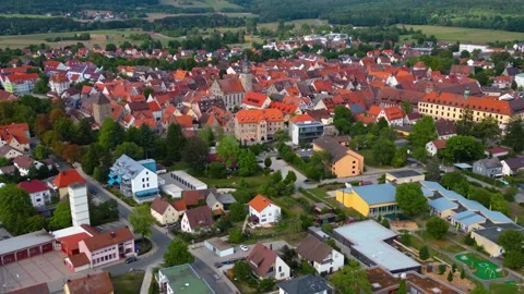 Aerial panoramic view above the city Altdorf, Bavaria Stock Footage 346201834