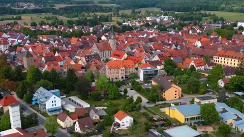 Aerial panoramic view above the city Altdorf, Bavaria Stock Footage 346201841