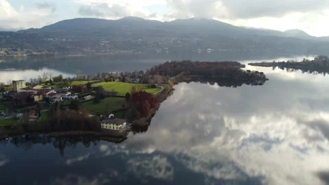 Aerial panoramic view of an alpine lake Stock Footage 166240287