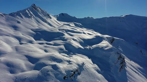 Aerial panoramic view of Alps, landscape panorama of snowy mountains in winter Stock-Footage 103814741