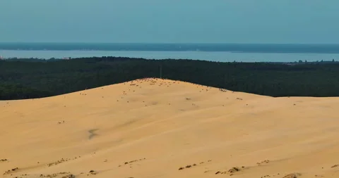 Aerial panoramic view of Arcachon basin in France people walking on Europe Stock Footage 255569883