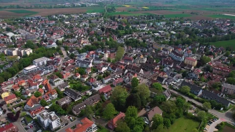 Aerial panoramic view around the city Bad Krozingen in Germany Видео 308793798