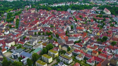  Aerial panoramic view around the downtown of the city of  Forchheim  Видео 337262748
