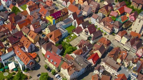 Aerial panoramic view around the downtown of the city of Kunzelsau Видео 337263928
